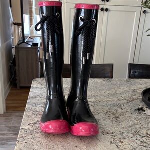 Coach Black and Pink Women's Rain Boots